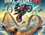 High-flying motorbike performing an extreme stunt on a sky-high track in Impossible Bike Stunt 3D, with ramps, loops, and a bold 