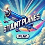 Dynamic digital artwork featuring a sleek stunt plane executing breathtaking aerial stunts in a vibrant blue sky. The image displays the title 