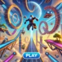 Exciting game cover for Obby: Royal Races in Flight, featuring a high-speed aerial obstacle course with floating platforms and a 'Play' button.