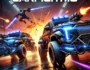 Intense CarFight.io action scene with armored cars battling in a futuristic arena, featuring neon lights and explosions.