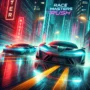 Race Masters Rush high-speed racing scene featuring futuristic sports cars speeding through a neon-lit city at night, creating an adrenaline-filled experience.