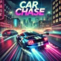 High-speed car chase in city streets at night, with neon lights illuminating the race. Cars speeding through the urban landscape, creating a thrilling and action-packed scene. Perfect for car chase game visuals and racing enthusiasts.