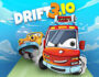 Drift 3.io game high-speed car racing on 3D track, featuring dynamic drifting with tire smoke, neon-colored tracks, and futuristic cityscape. Experience fast-paced action and vibrant neon lights.