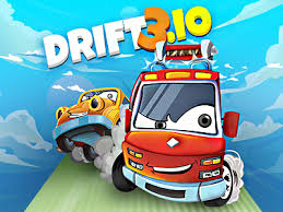 Drift 3.io game high-speed car racing on 3D track, featuring dynamic drifting with tire smoke, neon-colored tracks, and futuristic cityscape. Experience fast-paced action and vibrant neon lights.