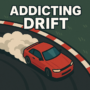 Addicting Drift racing game – a red sports car drifting on an asphalt track, leaving a smoke trail. Exciting arcade drifting action with high-speed turns.