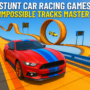 High-speed stunt car on impossible racing tracks with loops and twists in a sky-high environment.