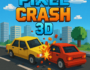 Pixel Crash 3D game poster with pixelated car crash in a city background