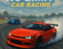 Red sports car drifting on a racetrack in 'Drift No Limit: Car Racing' game, showcasing sharp turns, high-speed action, and dynamic motion effects. A thrilling car racing experience with high-performance cars and intense gameplay.