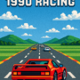 Classic 1990 Racing game scene featuring a red sports car, pixel art style, retro racing environment with colorful cars, multi-lane road, and vibrant hills. Nostalgic 90s racing game aesthetic.