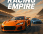 High-speed racing cars on a track in Racing Empire video game, featuring vibrant motion blur and dynamic lighting.