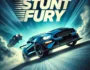 Stunt Fury car game featuring intense high-speed car stunts, drifting, and cinematic action shots with a dynamic blue background.