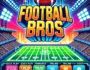 Football Bros pixelated game screen with vibrant stadium lights and retro design, showcasing game modes like Quick Play, Franchise Mode, and Online Play options.