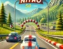 Exciting Racing Nitro game scene with two cars racing through a scenic mountain track. Featuring vibrant neon effects and dynamic car motion, this image highlights the thrill of high-speed racing with a focus on the energetic gameplay experience.