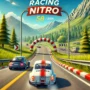 Exciting Racing Nitro game scene with two cars racing through a scenic mountain track. Featuring vibrant neon effects and dynamic car motion, this image highlights the thrill of high-speed racing with a focus on the energetic gameplay experience.