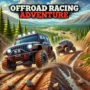 Offroad Racing Adventure game scene with powerful off-road vehicles racing through rugged dirt paths, steep hills, and rocky terrain. The image highlights the thrill of off-road racing in natural landscapes with mud splashing and challenging obstacles.