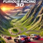 Experience intense high-speed racing with Furious Racing 3D, featuring sleek cars speeding through a winding mountain track with breathtaking landscapes.