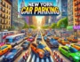 Busy streets of New York City filled with cars and taxis performing challenging parking maneuvers in the New York Car Parking game.