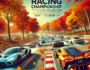 Fall Racing Championship game scene featuring fast cars racing through vibrant autumn landscapes with colorful trees. The thrilling speed and action are captured with motion blur effects, and the title 'Fall Racing Championship' is displayed at the top.