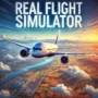 Real Flight Simulator featuring a detailed airplane soaring through realistic skies, showcasing vibrant landscapes and advanced flight simulation graphics. Perfect for aviation enthusiasts seeking immersive flight experiences.