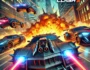 Car Clash 2 high-speed car chase scene with armored vehicles, futuristic design, and intense explosions. A thrilling car combat game featuring action-packed collisions and dramatic gameplay.