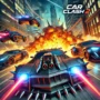 Car Clash 2 high-speed car chase scene with armored vehicles, futuristic design, and intense explosions. A thrilling car combat game featuring action-packed collisions and dramatic gameplay.