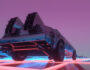 Futuristic racer vehicle with sleek design, neon accents, and advanced technology speeding through a sci-fi cityscape, perfect for racing enthusiasts and tech fans.