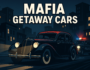 Vintage getaway car racing through a neon-lit city in Mafia Getaway Cars, escaping police in this high-speed urban chase game.