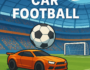 Orange sports car and soccer ball on a stadium field, showcasing a high-octane Car Football match.