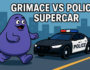 Grimace vs Police SuperCar game artwork showing a high-speed chase between Grimace and a police supercar in a colorful city backdrop.