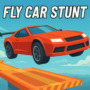 Red stunt car flying off a platform in the sky during an action-packed moment from the Fly Car Stunt game.