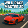 Red sports car racing on a 3D track in Wild Race Master 3D, high-speed driving game