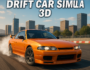3D drift racing scene with an orange sports car drifting through a city track in Extreme Real Drift Car Simulator 3D game.