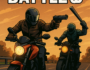 Biker Battle 3D motorbike combat scene with armed bikers racing under a sunset sky