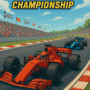 GT Formula Championship video game cover art showing a red formula racing car leading two blue cars around a sunlit racetrack, with cheering crowds waving checkered flags under a bright blue sky.