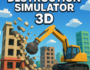 A dynamic 3D-rendered scene from Destruction Simulator 3D showcasing a massive wrecking ball smashing into a crumbling cityscape, with scattered debris and realistic destruction physics.