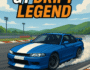 GT Drift Legend blue sports car drifting on racetrack with smoke and mountain background