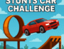 Red stunt car jumps through a loop ramp in Stunts Car Challenge, showcasing thrilling stunt driving gameplay.
