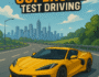 Yellow American supercar racing on an open highway in a test driving simulation game.
