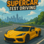 Yellow American supercar racing on an open highway in a test driving simulation game.