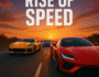High-speed sports cars racing on a sunset highway – Rise of Speed game artwork showcasing adrenaline, fast cars, and competitive street racing action.