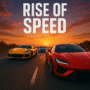 High-speed sports cars racing on a sunset highway – Rise of Speed game artwork showcasing adrenaline, fast cars, and competitive street racing action.