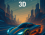 Futuristic Racing 3D hover car speeding on a neon-lit track, showcasing high-speed sci-fi racing action in a futuristic cityscape.
