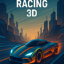 Futuristic Racing 3D hover car speeding on a neon-lit track, showcasing high-speed sci-fi racing action in a futuristic cityscape.