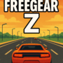 Freegear Z racing game artwork featuring a high-speed sports car on the highway with a retro sunset background.