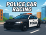 Police Car Racing game showing fast police cars chasing through a city highway in a high-speed action scene.
