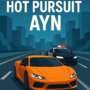 Hot Pursuit Ayn arcade racing game featuring a high-speed chase between sports cars in a vibrant city setting