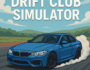 Blue sports car drifting on a track in Drift Club Simulator, showcasing realistic physics and dynamic racing action.