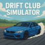 Blue sports car drifting on a track in Drift Club Simulator, showcasing realistic physics and dynamic racing action.