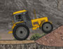Tractor Trial 2 game title screen featuring a red tractor on a rugged farming trail with green hills and blue sky.