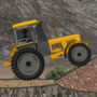 Tractor Trial 2 game title screen featuring a red tractor on a rugged farming trail with green hills and blue sky.